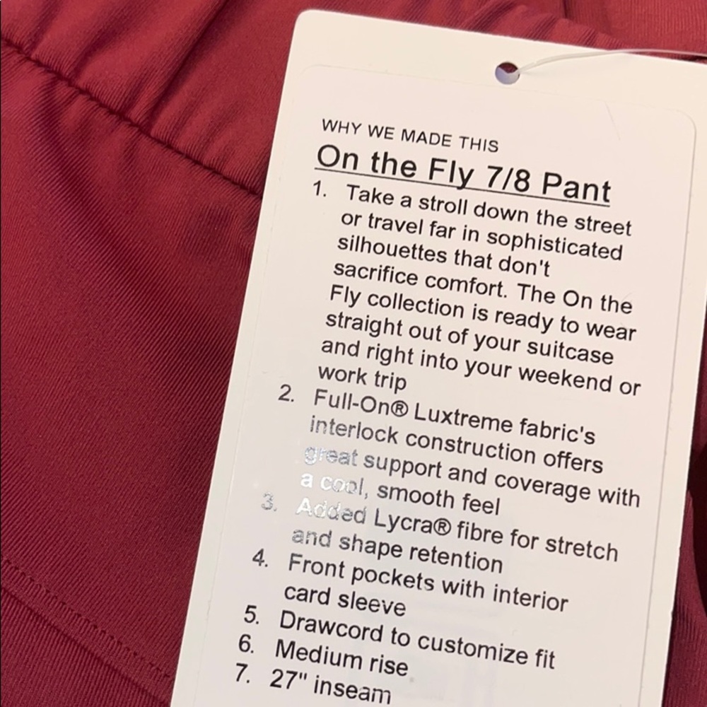 New Lululemon On The Fly 7/8 Pant CHIA - Picture 7 of 7